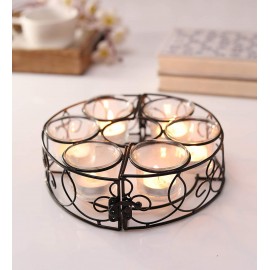 Hosley Black Table Top Metal Tea Light Holder - Pack of 7