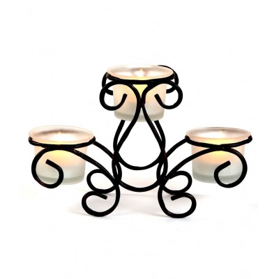 Hosley Frosted Glass Iron Tealight Holder