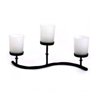 Hosley Frosted Glass Iron Tealight Holder