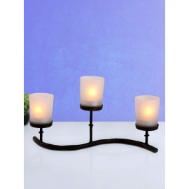 Hosley Frosted Glass Iron Tealight Holder