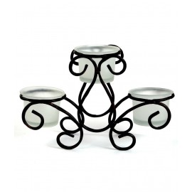 Hosley Frosted Glass Iron Tealight Holder