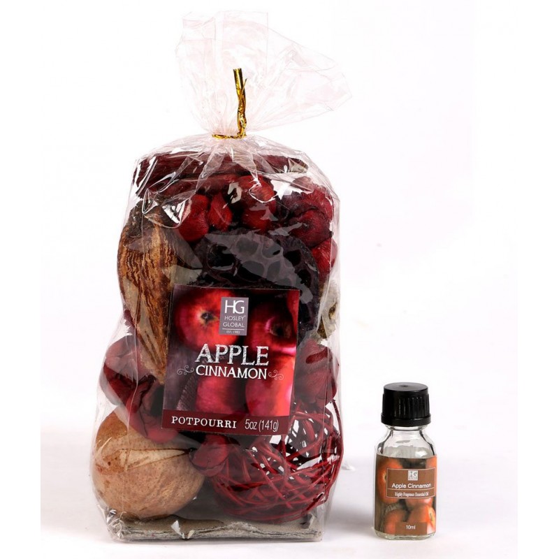 Hosley Multi Colour 5oz Apple Cinnamon Potpourri Bag With 10ml Oil Bottle