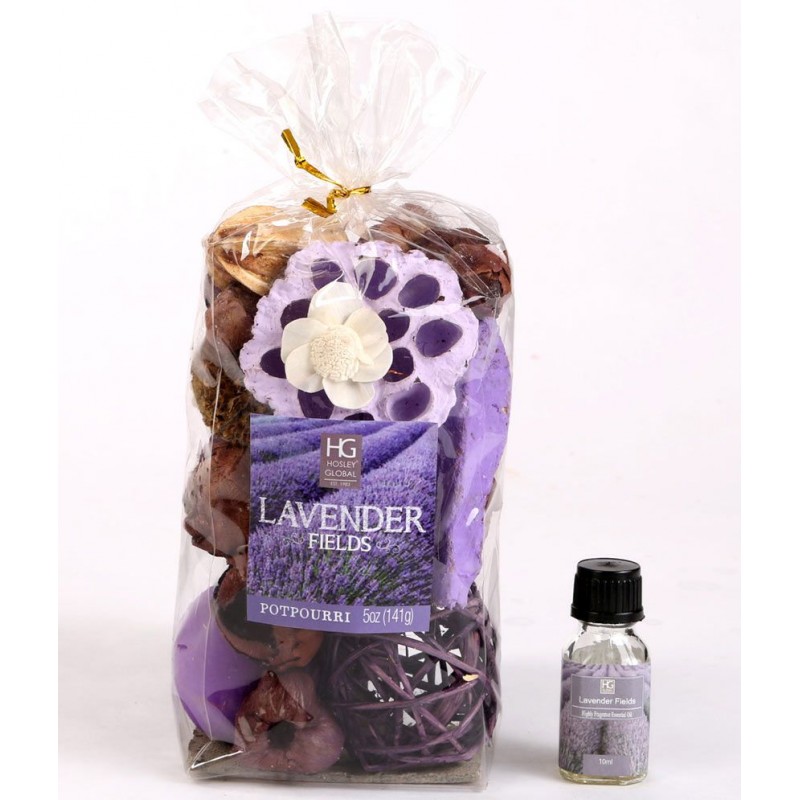 Hosley Multi Colour 5oz Lavender Fields Potpourri Bag With 10ml Oil Bottle