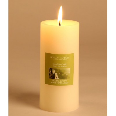 Hosley White Sweet Pea Jasmine 6Inch Pillar Candle