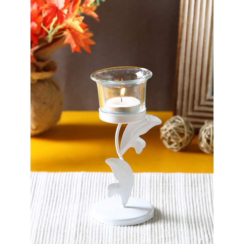 Hosley White Table Top Metal Tea Light Holder - Pack of 1