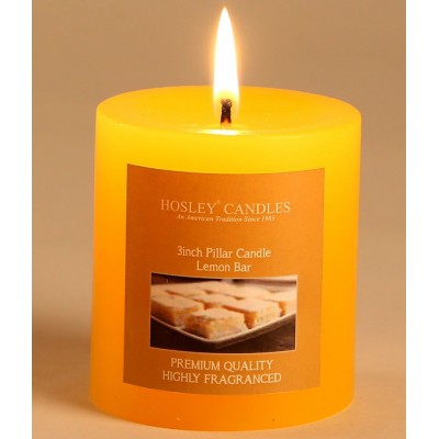 Hosley Yellow Lemon Bar 3inch Pillar Candle