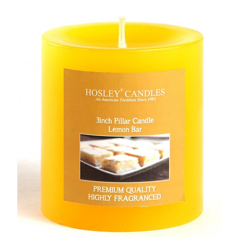 Hosley Yellow Lemon Bar 3inch Pillar Candle