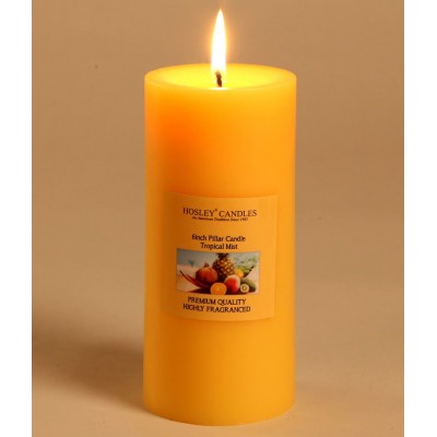 Hosley Yellow Tropical Mist 6Inch Pillar Candle