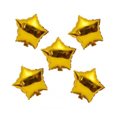 I Q Creations Gold Star Foil  (18 Inchs) for Birthday, Christmas, New Year Party Decoration  5 pcs With FREE Multi purpose Ribbon