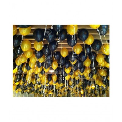 I Q Creations Happy Birthday Gold Foil (13 Pcs.)+ 4 Stars (Gold & Silver)+ 30 pcs Metallic Balloons  (Gold & Black)  For Decorations