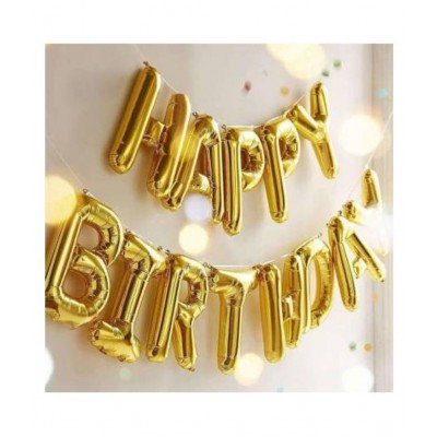 I Q Creations Happy Birthday Letter Foil balloon with Metallic Golden Balloon (PACK OF 63)