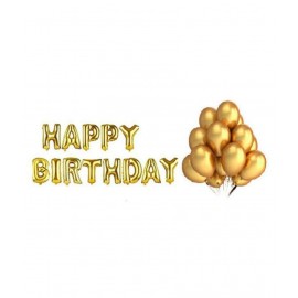 I Q Creations Happy Birthday Letter Foil balloon with Metallic Golden Balloon (PACK OF 63)