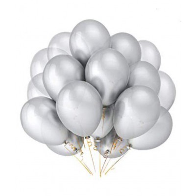 I Q Creations Metallic Red and Silver Balloons for Decoration Combo Pack of 50