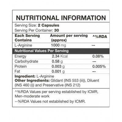 IN2 L- Arginine 60 Capsules 60 no.s
