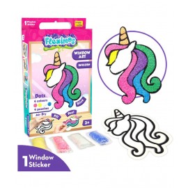 Imagimake Fleximos Unicorn Peel & Stick Window Sticker – DIY Dotz Air Dry Clay Art Set – For Girls and Boys 3 Years+