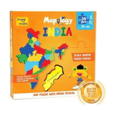 Imagimake Mapology : States of India Map Puzzle - Educational Toy and Learning Aid - Puzzles for Kids for Age 4 years and above