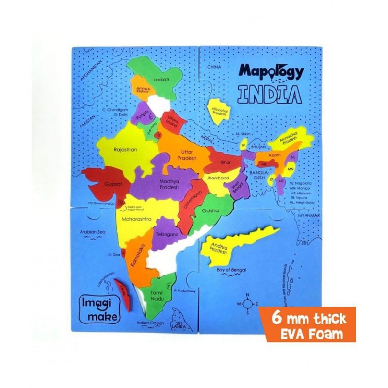 Imagimake Mapology : States of India Map Puzzle - Educational Toy and Learning Aid - Puzzles for Kids for Age 4 years and above