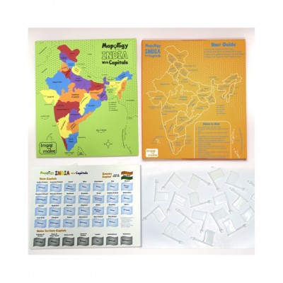 Imagimake Mapology India with State Capitals - Educational Toy and Learning Aid for Boys and Girls-Map Puzzle-Jigsaw puzzle.
