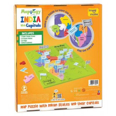 Imagimake Mapology India with State Capitals - Educational Toy and Learning Aid for Boys and Girls-Map Puzzle-Jigsaw puzzle.