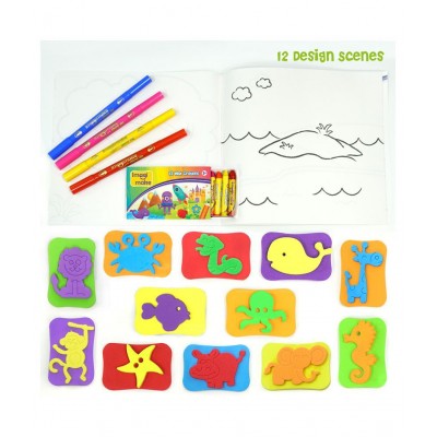 Imagimake Stamp Art - Animal Kingdom - DIY Kids Colouring Book Set - For Boys and Girls 3 Years+ (Stamp Art - Animal Kingdom)