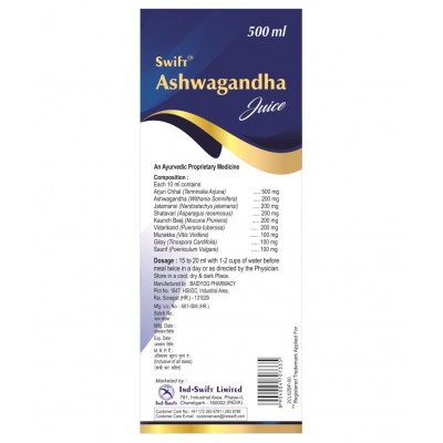 Ind Swift Ashwagandha Juice- Health Drink Liquid 500 ml Pack Of 2