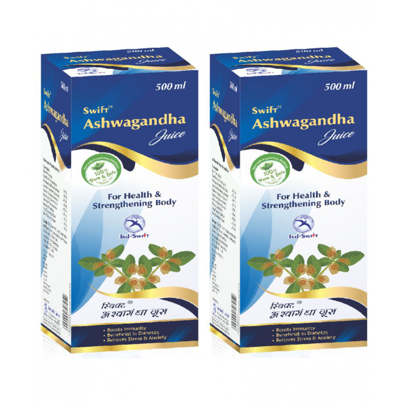 Ind Swift Ashwagandha Juice- Health Drink Liquid 500 ml Pack Of 2