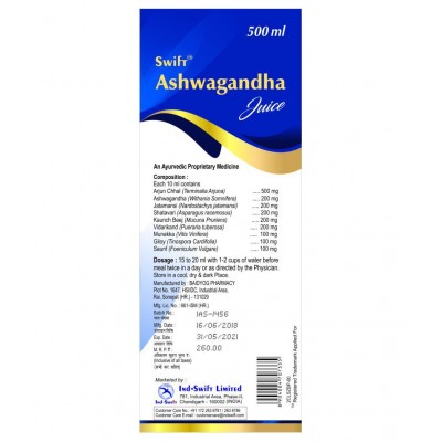 Ind-Swift Ashwagandha Juice-Immunity Booster Liquid 500 ml Pack Of 1