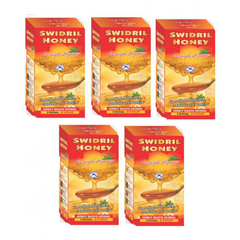 Ind-Swift Swidril Honey, Tulsi Based Cough Syrup Liquid 100 ml Pack Of 5