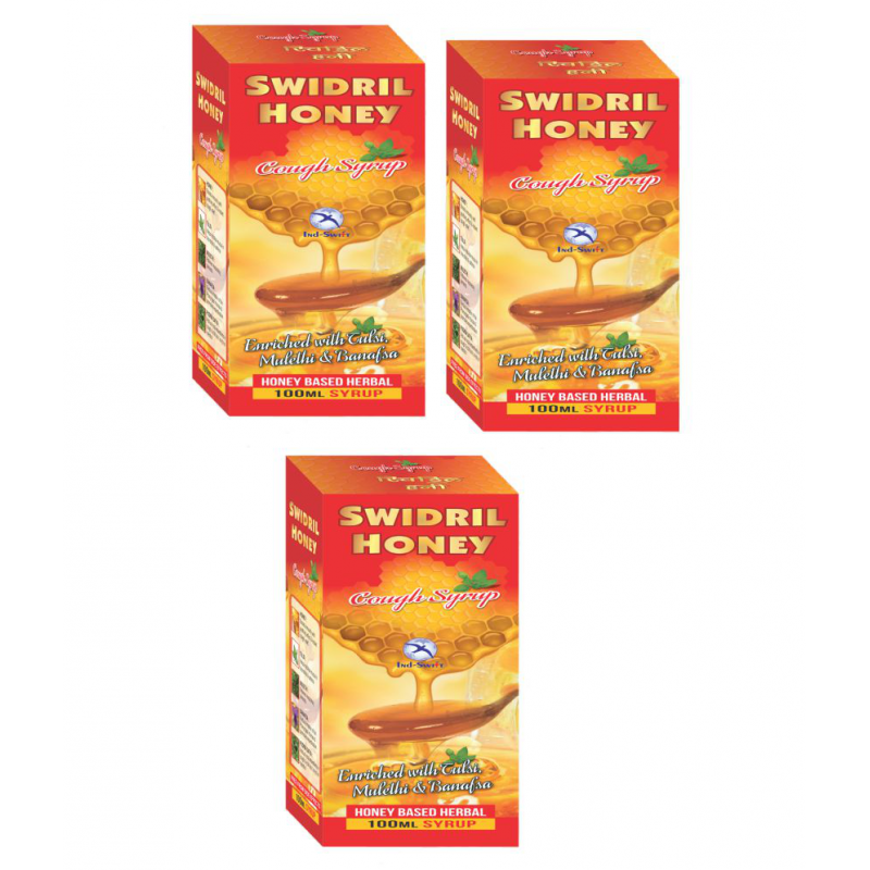 Ind-Swift Swidril honey Cough Relieve For all Ages Liquid 100 ml Pack of 3