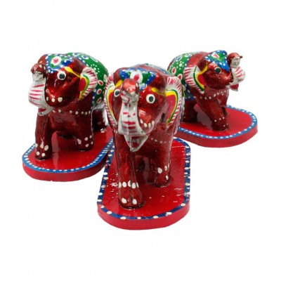 Indian Sparrow Multicolour Paper Decorative Elephant - Pack of 3