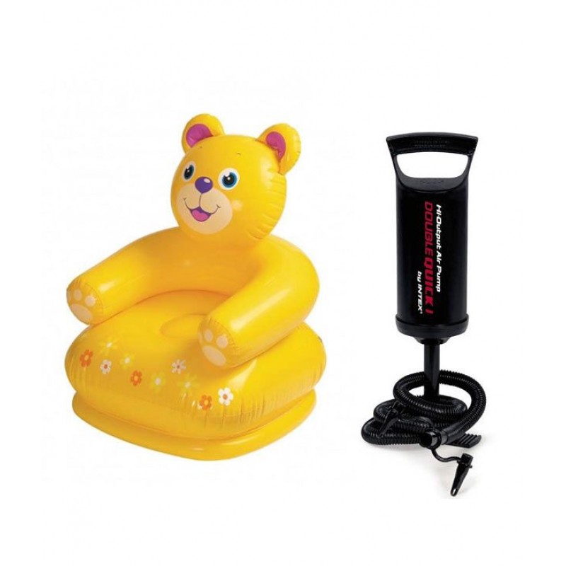 Intex Teddy Bear Inflatable Chair For Kids + high Quality Hand Pump