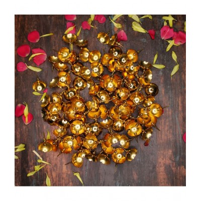 JDS PUJA ARTICLES (Big Size) 108 Astothrum Copper Gold Plated Lotus Flowers for Laxmi Pooja and Worships
