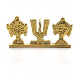 JDS PUJA ARTICLES Brass Gold plated Shankh Chakra Namah - 5cm JDS PUJA ARTICLES Brass Gold plated Shankh Chakra Namah - 5cm