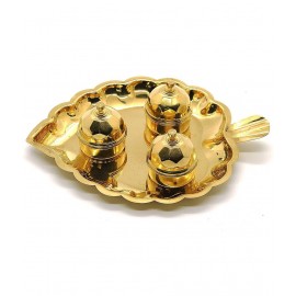 JDS PUJA ARTICLES Brass Leaf Shaped Pooja Tray Haldi KumKum Box for Pooja JDS PUJA ARTICLES Brass Leaf Shaped Pooja Tray Haldi KumKum Box for Pooja