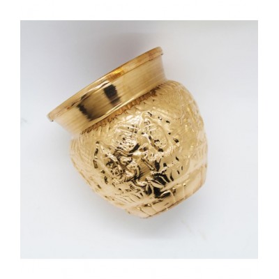 JDS PUJA ARTICLES Pure Copper Ashtalakhsmi lota for Pooja - Copper Kalash for Pooja - 350ml
