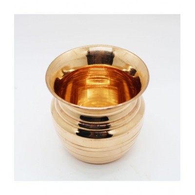 JDS PUJA ARTICLES Pure Copper lota for Pooja - Glossy Finished Copper Kalash for Pooja - Medium Copper Kalash (Gold)
