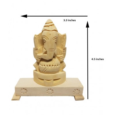 JDS PUJA ARTICLES Swetherka Ganesh (S:0) Wood Ganesha Idol 13 x 13 cms Pack of 1