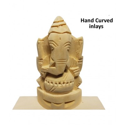 JDS PUJA ARTICLES Swetherka Ganesh (S:0) Wood Ganesha Idol 13 x 13 cms Pack of 1