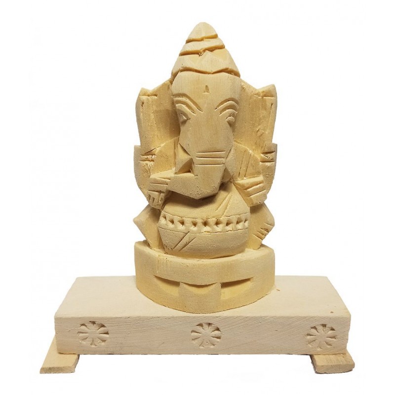 JDS PUJA ARTICLES Swetherka Ganesh (S:0) Wood Ganesha Idol 13 x 13 cms Pack of 1