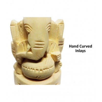 JDS PUJA ARTICLES Swetherka Ganesh idol (S:2) Wood Ganesha Idol 13 x 13 cms Pack of 1