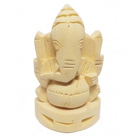 JDS PUJA ARTICLES Swetherka Ganesh idol (S:2) Wood Ganesha Idol 13 x 13 cms Pack of 1