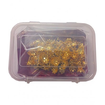 JDS Puja Articles 108 Astothrum Gold Plated Lotus Flowers For Laxmi Pooja And Worships Decorative Showpiece - 3 cm  (Metal, Gold)