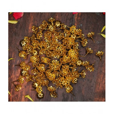 JDS Puja Articles 108 Astothrum Gold Plated Lotus Flowers For Laxmi Pooja And Worships Decorative Showpiece - 3 cm  (Metal, Gold)