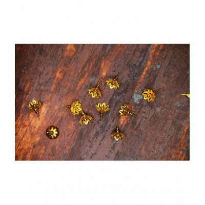 JDS Puja Articles 108 Astothrum Gold Plated Lotus Flowers For Laxmi Pooja And Worships Decorative Showpiece - 3 cm  (Metal, Gold)