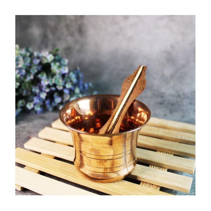 JDS Puja Articles Pure Copper Panch patra with Spoon for Pooja Copper Kalash (No:S)