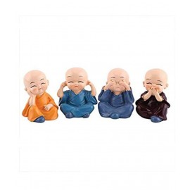JKM STORE Multicolour Resin Monk Buddha Smoke Backflow - Pack of 4