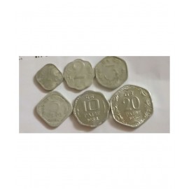 Jaya Collection 1 2 3 5 10 and 20 aluminium Paise set...Ideal for the collection or school projects. Jaya Collection 1 2 3 5 10 and 20 aluminium Paise set...Ideal for the collection or school projects.