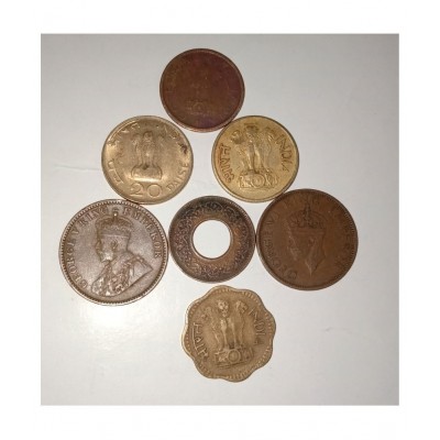 Jaya Collection Indian Old 7 Coin Set.