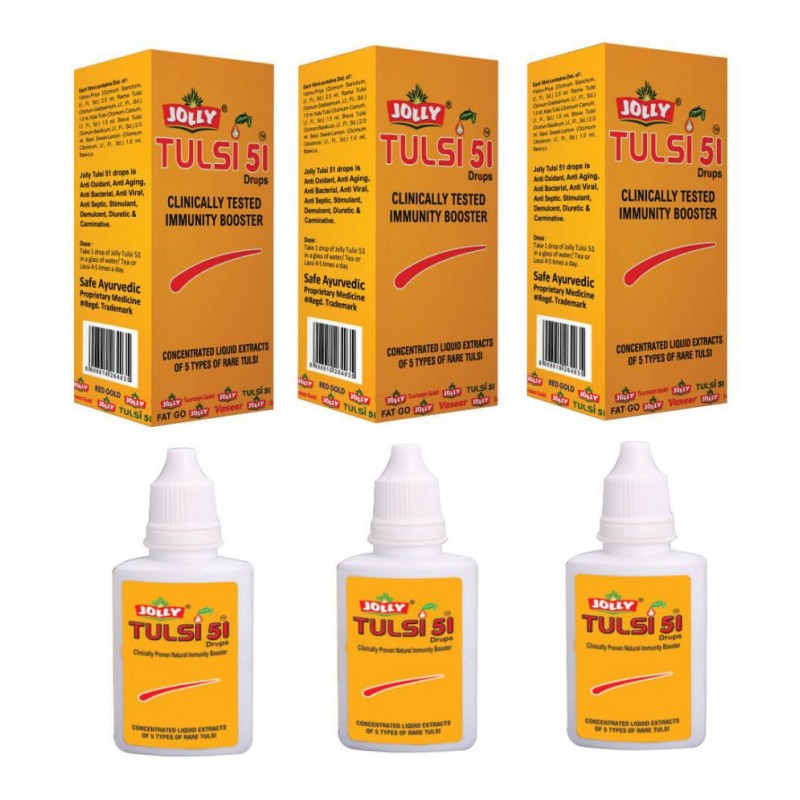 Jolly Pharma  Tulsi 51 Immunity Booster Drops  Liquid 72 ml Pack of 3