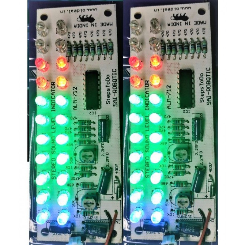 KA2281 / TA7666 Stereo Audio Level Indicator Ready Module = 2 Pic  Sound Audio Spectrum Analyzer DC6V-12V 10 + 10 Segment ( 22 L.E.D. – 2 Blue,12 Green, 8 Red ) with Report Display Lights Electronic Hobby Kit